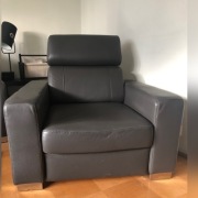 Fotel skórzany z pojemnikiem, antracyt