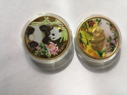 DWIE duze PANDY Jedna POZLACANA 24k