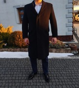 Savoy Taylors Guild elegancki płaszcz męski wełna kaszmir czarny