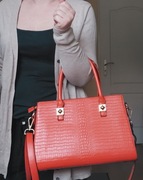 Sheng Dilu skórzana torebka skóra naturalna pomarańczowa shopperka jak nowa