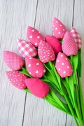 Tulipany bawełniane. Bukiet 12 fuksjowych tulipanów. Tulipany z materiału.