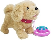 Leantoys Pluszowy Piesek Na Smyczy Baterie Kremowy Akcesoria 7178