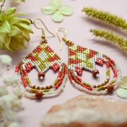 Opal, awenturyn i jaspis - kolczyki z koralików i kamieni SECRET MOON 