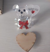 Kryształowy MIŚ I Love You figurka szklana