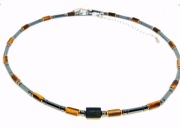 NASZYJNIK KAMIEŃ SUROWY TURMALIN TYGRYSIE OKO HEMATYT STAL 316L MĘSKI 