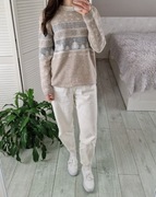 Va vite beżowy wełniany sweter zimowy wzór 33% wełna 7% alpaka L