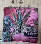 Poszewka dekoracyjna na poduszkę kot rośliny