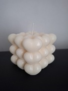 * Świeca sojowa bezzapachowa - Duża Kostka Bubble Serca * 6 x 6 cm *