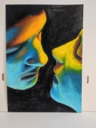 Portret dwóch twarzy – pastele kolorowe – sztuka współczesna A4