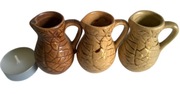 Mini dzbanuszki wazoniki flakoniki z uchwytem 6cm 35ml ceramika PRL 3 szt
