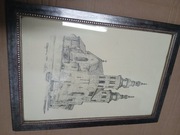 Obraz Szkic Klejnoty Krakowa 1973 Czesław Stępień ramka drewno