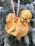 ZESTAW 5szt bombka ozdobna Kura Silka złota