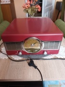 Gramofon retro AXXION TT-29 RED z radiem FM/AM i  głośnikami stereo !