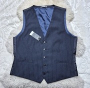 Kamizelka garniturowa XL Granatowa w paski Burton Menswear London