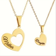 Naszyjniki Zestaw Stal Szlachetna Mama & Córka Serce