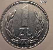 1 zł z 1978 roku, aluminium, ładna moneta nr. 478