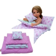 Poszewki + wkłady - Pościel Flamingi mini dla lalki typu Paola, Barbie