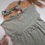 Zestaw komplet sukienka opaska zielona w kwiatki kwiaty floral hm h&M 92