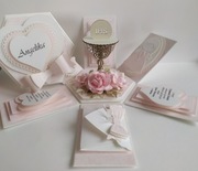 Ekskluzywna kartka exploding box prezent  Pierwsza Komunia konfirmacja 