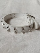 Biała Obroża dla psa z kolcami szeroka M / L 40 - 50cm 