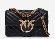 PINKO SKÓRZANA TOREBKA CZARNA ZŁOTO NOWA SKÓRA ORYGINALNA