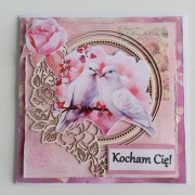 Walentynkowa kartka z gołąbkami HANDMADE