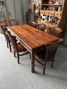 Stól z krzesłami w stylu kolonialnym z palisandra indyjskiego