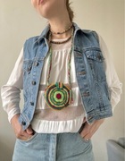 mini torebka na szyje na szydełku handmade reggae styl neck bag