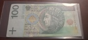 BANKNOT KOLEKCJONERSKI 100 ZŁ 1994 ROK RZADKA ZASTEPCZA SERIA YI