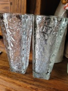 Wazon Ząbkowice Krople Rosy grube szkło transparentne PRL