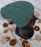 Czapka beanie na zimę,ciepła, wełna merino, rękodzieło, handmade 