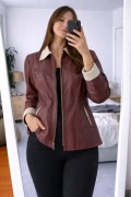 Bordowa kurtka skórzana XXL/44 premium leather