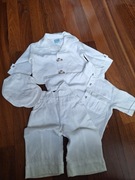 Białe lniane ubranko dla chłopca Pan Samochodzik Mini Niebo r. 74