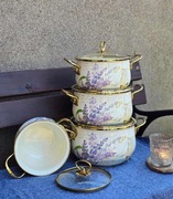 Garnki emaliowane lawenda