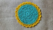 Podkładka pod kubek handmade żółty+turkus