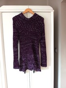 fioletowy gruby sweter lsniacy z polgolfem 40 42XL damski sweterek