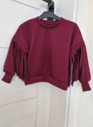 Bordowa bluza frędzle moda hit styl r. 122/128