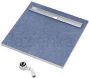 Schedpol brodzik podpłytkowy 90x90, Viega odpływ + płytki.