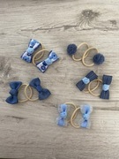 Ozdobne gumki do włosów handmade niebieskie granatowe