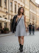 Sukienka XS/34 H&M szary melanż trapezowa wyjątkowa A0100