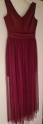 Długa sukienka balowa, studniówka, wesele, bordowa XS