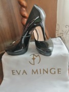 Skórzane czarne, lakierowane szpilki 13cm