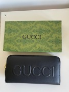 Elegancki Portfel Damski GUCCI Czarny + Pudełko Stan Idealny