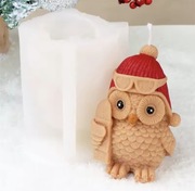 SOWA W CZAPCE OKULARACH Świąteczna forma silikonowa 9.2*7.4 do Świec Mydła 