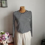 Bluzka damska JDY biało-czarna paski prążek M długi rękaw