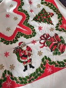 Duży obrus świąteczny Boże Narodzenie vintage PRL w Mikołaje choinki