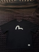 Evisu T-Shirt Daruma Face Aand Graffiti Print Oryginał Big Logo Seagull