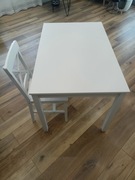 Zestaw do jadalni, stół 118x75 oraz 4 krzesła, biały mat, nowe