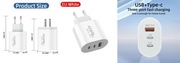 Ładowarka 62-CCA, QC3.0, PD, USB-C, 5V 3A, 9V 2.23A, 12V 1,67A, kolor biały