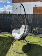 Fotel wiszący bujany ogrodowy jajo + poduszki